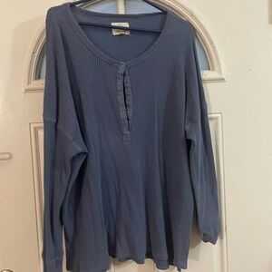 Blue Long Sleeve Henley Top